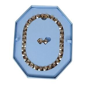 Swarovski Matrix Tennis Necklace (Pyramid cut, Gold tone, Gold-tone plated)